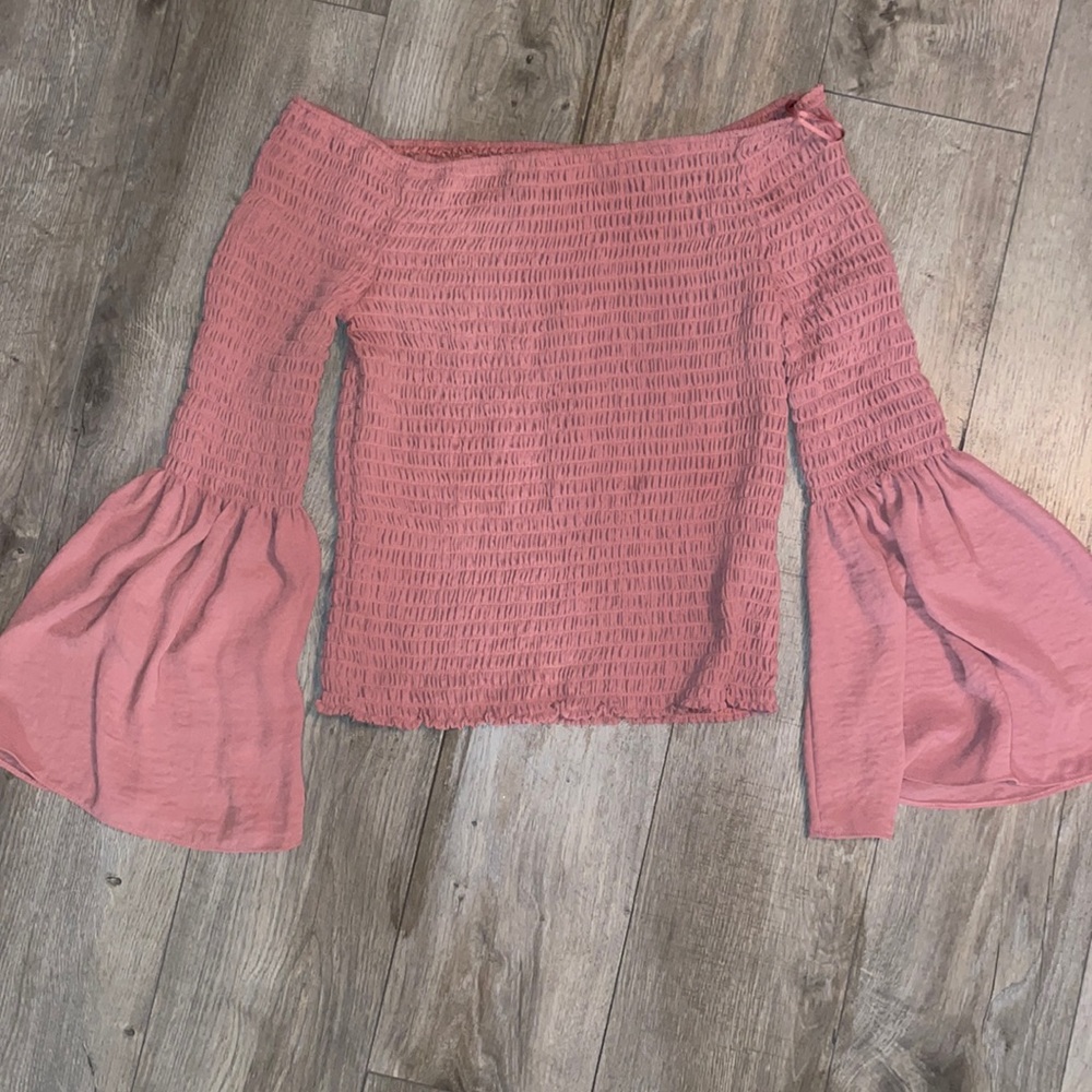 Off the shoulder bell sleeve top